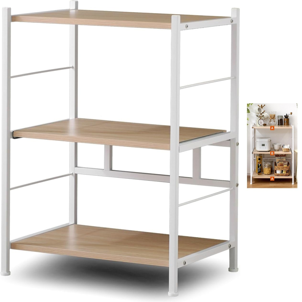 ワイエムワールド レンジ台 キッチン収納 スリム ラック 3段 幅61cm ナチュラル 00-321 5,447円