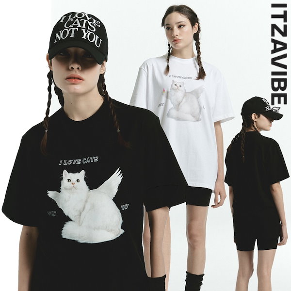 【ITZAVIBE】 ANGEL CAT VER.2 T-SHIRTS 半袖 Tシャツ