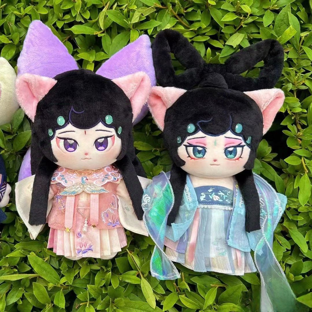京劇猫 明月小青 墨紫 コットン人形 ぬいぐるみ アニメ 可愛い着せ替えグッズ