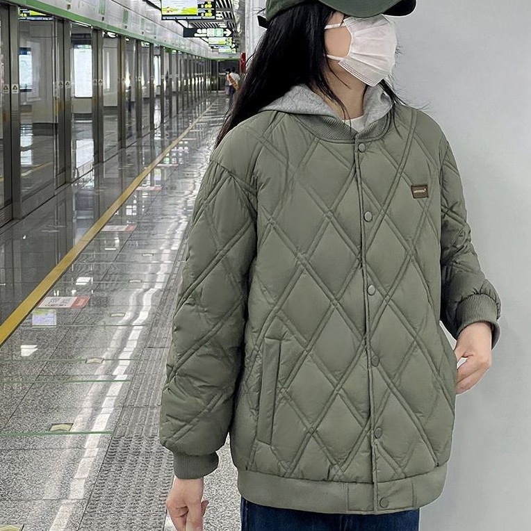 大人の魅力 ダウンコート ダウンジャケット レディース 菱形柄 アウトドア 防寒 暖かい シンプル きれいめ ゆったり 中綿 カジュアル 通学