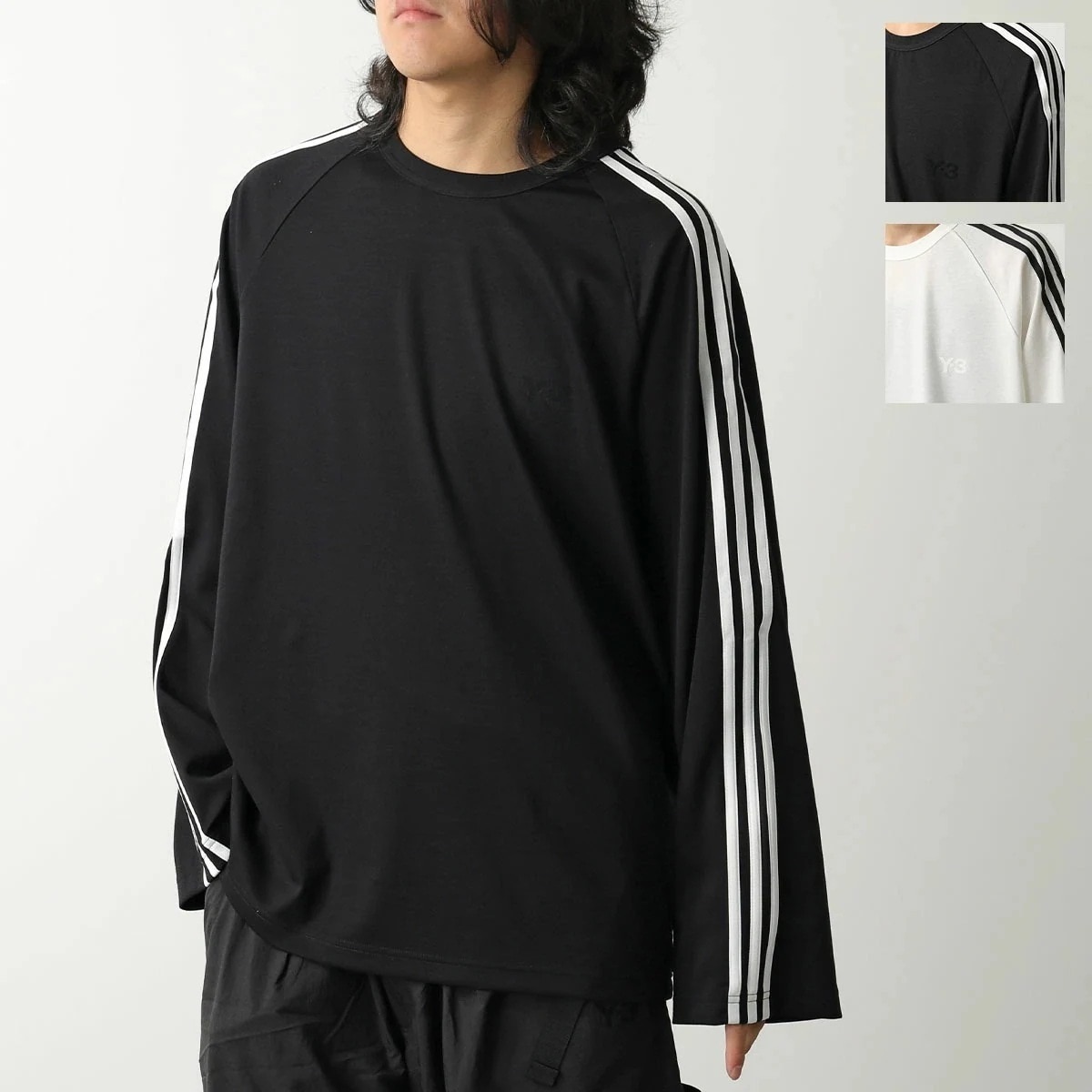 Y-3 ワイスリー 長袖 Tシャツ U WIRE LS TEE JW7351 JZ0635 メンズ カットソー ワイヤー入り クルーネック スリーストライプ オーバーサイズ