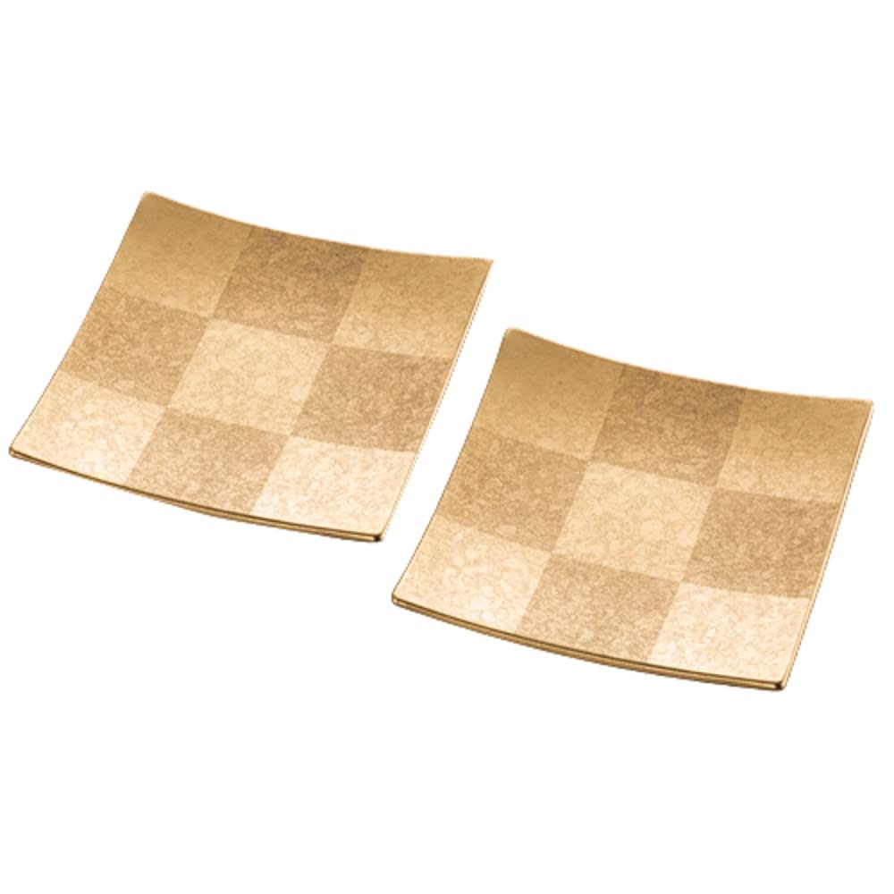 箔一 市松 スクエアプレート ゴールド S 2枚セット A181-01012