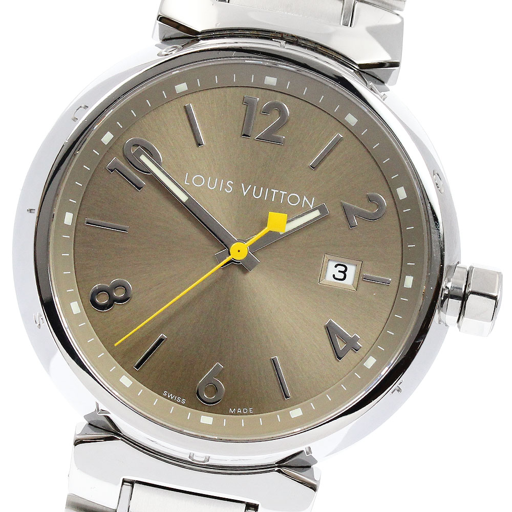 ルイ・ヴィトン LOUIS VUITTON Q1112 タンブール デイト クォーツ メンズ _934881【中古】