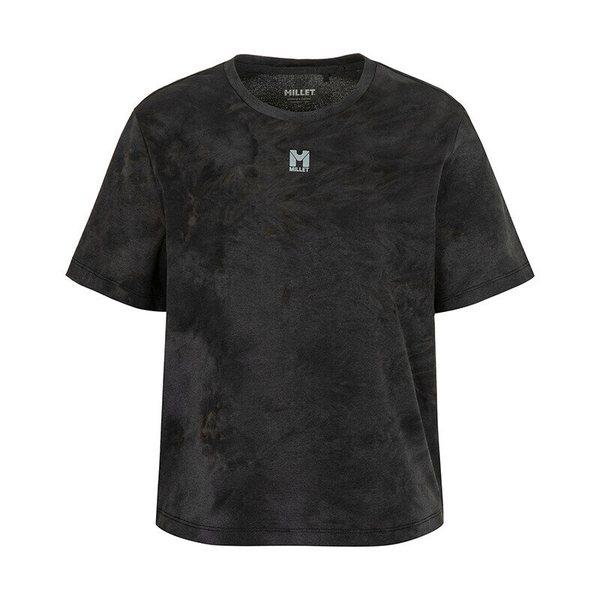女性の夏のアウトドアソロナ素材LD D-MAXタイダイ半袖Tシャツ アスファルト_CC