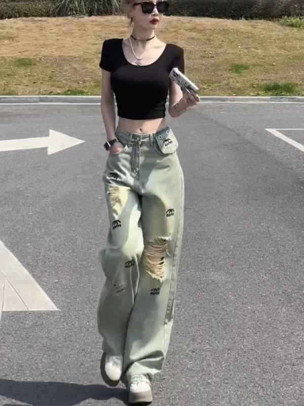 レディース ファッション オシャレ カワイイ シンプル 人カワイイ きいサイズ ハイウエスト ワイド レッグ ジーンズ ロング パンツ 立体 ズボン