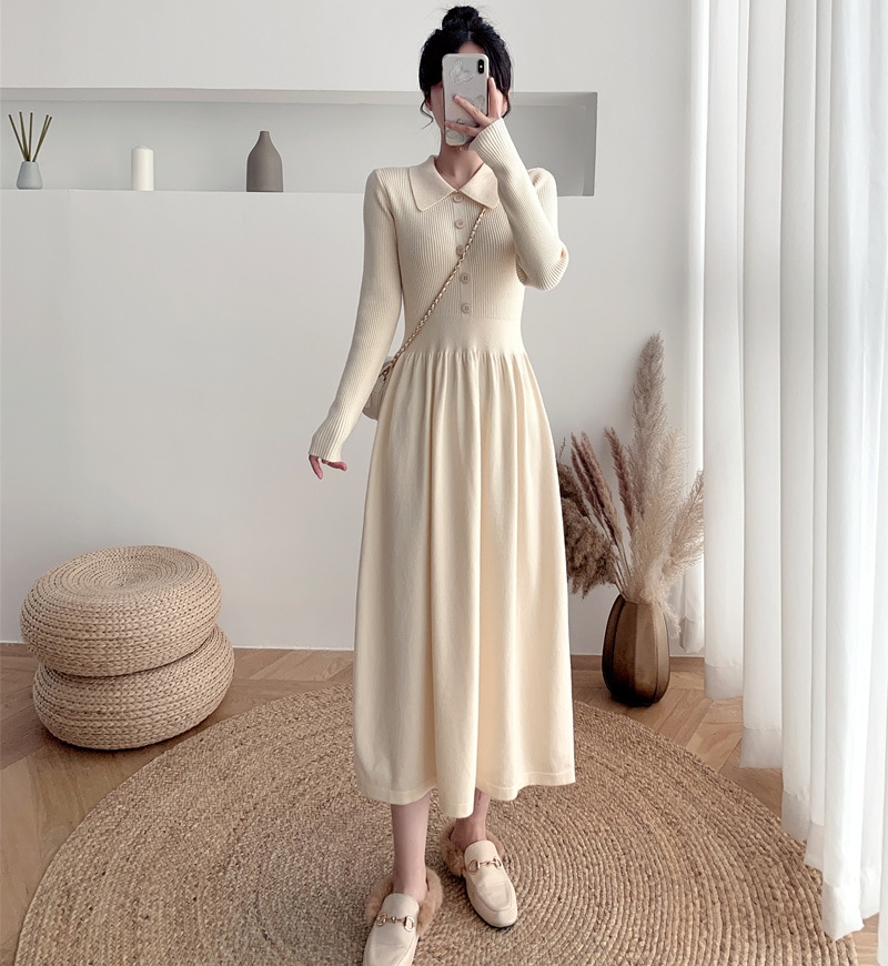 黒い小さな薄いセータードレス女性毎年秋と冬の新しい小さな黒いスカート気質はニットドレスをウェイスト