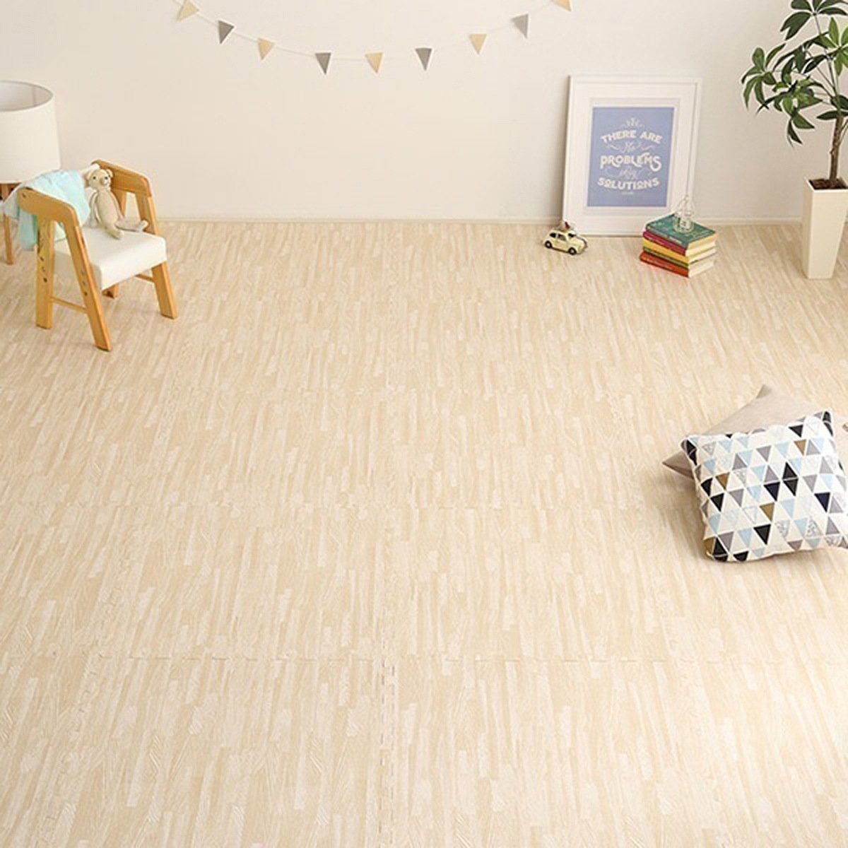 サイドパーツ付き！ナチュラルな木目調ジョイントマット 48枚セット 大判60cm 安心