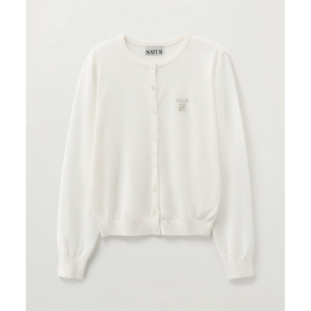 SATUR (W) シアリネンロングスリーブカーディガンクリーム