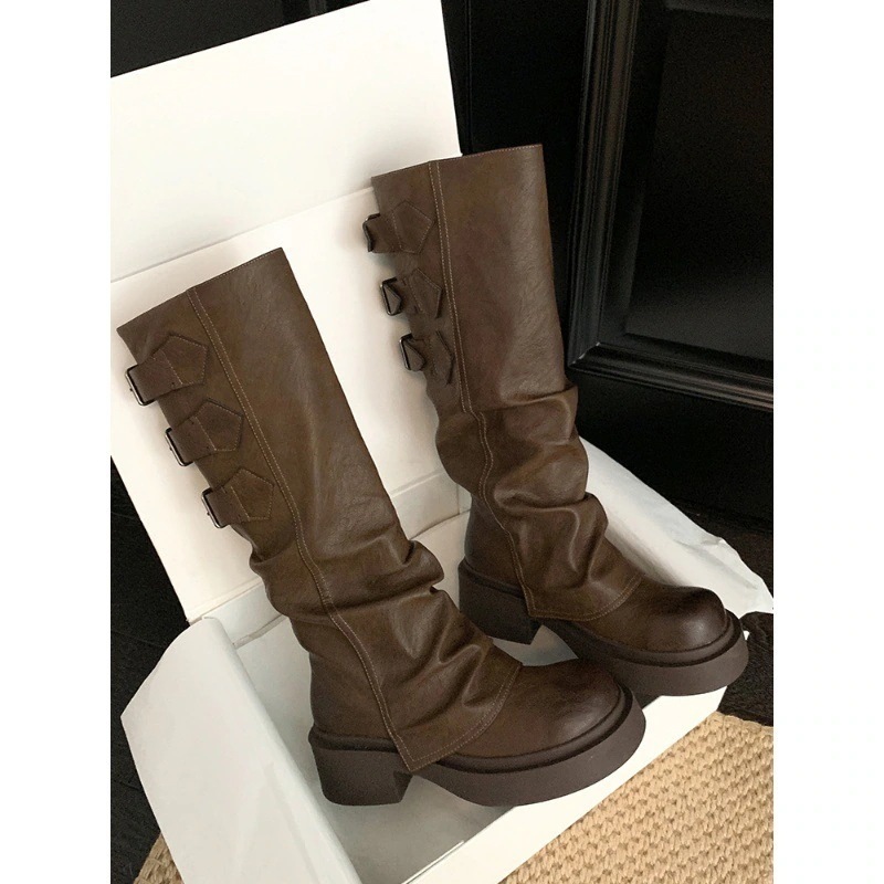 メガ割 新ロングブーシューヒーレディーブー厚底ハイヒールブーーシュースエースエード調福袋