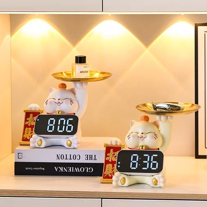 モダン時計招き猫収納装飾品ホームワインキャビネットテレビキャビネット玄関デスク装飾 5,538円
