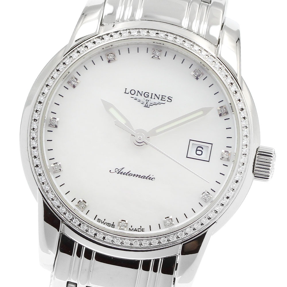 ロンジン LONGINES L2.563.0.87.6 サンティミエ ダイヤベゼル 12P 自動巻き レディース 美品 _957104【中古】