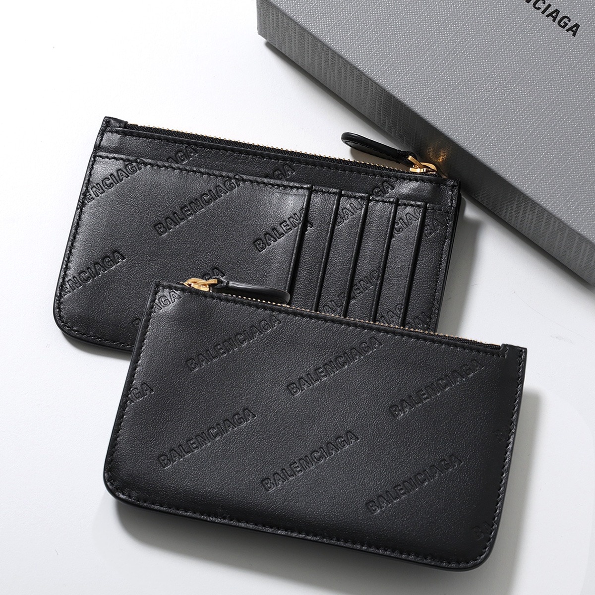 BALENCIAGA バレンシアガ コイン&カードケース 637130 2AAXQ レディース レザー モノグラム フラグメントケース パスケース 小銭入れ 定期入れ 1000/BLACK