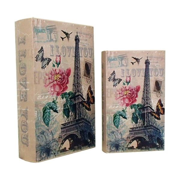 本型収納ボックス ブック 小物入れ ダミー 貴重品保管 アンティーク 重厚感 小道具 大小2点セット 3BB222