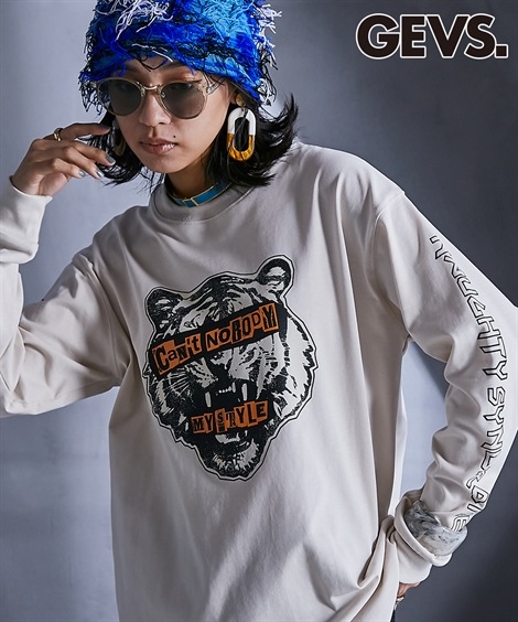 Tシャツ・カットソー 綿100％グラフィックプリントロングスリーブＴシャツ GEVS. 大きいサイズ対応