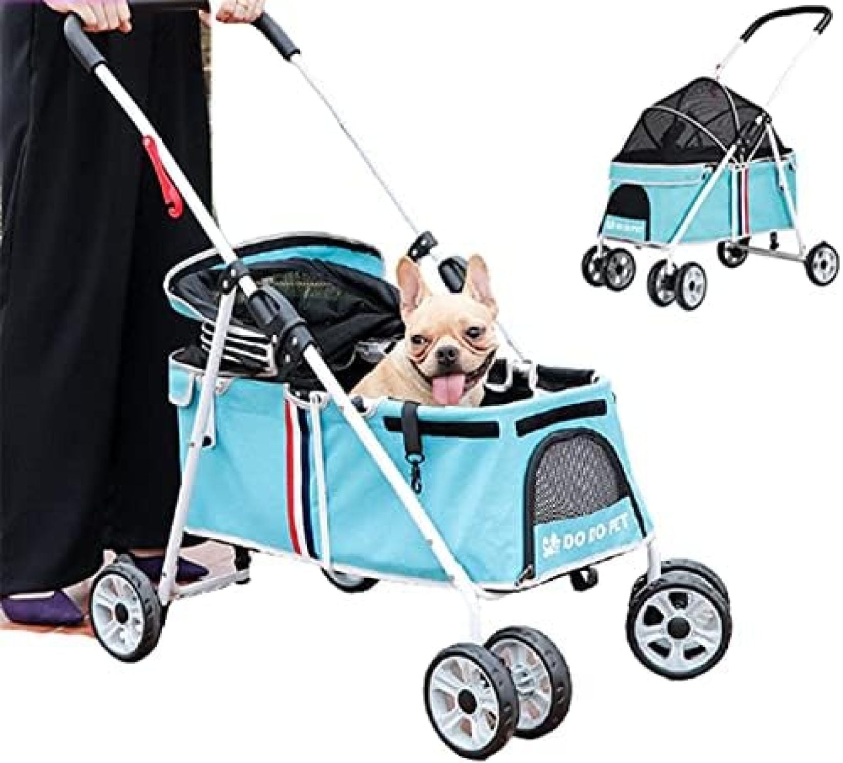 【20%OFFクーポン～】ペットカート 犬用 キャリーカート 犬用ベビーカー ペットバギー 折りたたみ式 犬 カート 猫犬兼用 360回転 後輪ブレーキ付 サンシェード付き 多頭用 多機能 軽量 補