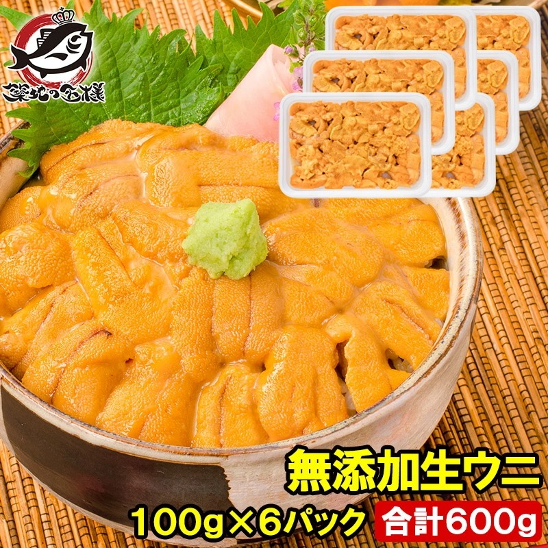 うに 冷凍生うに 無添加 100g×6パック 最高級Ａグレード うに丼約12杯分のお試しサイズ ウニ ウニ丼 刺身 うにパスタ うにスパゲッティ うに軍艦 いちご煮 海鮮丼 手巻き寿司 寿司ねた