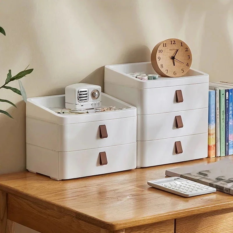 インテリア 事務用品 日用品雑貨 整理整頓 大容量 3層 収納ケース 収納ボックス 化粧品 小物収納 卓上収納 ホワイト おしゃれ オフィス収納