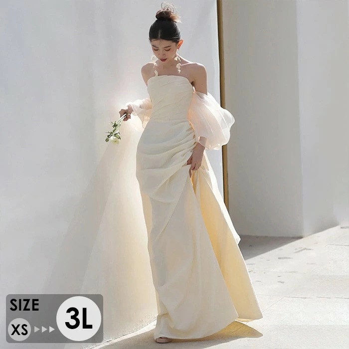 「赤字覚悟セ ール品」ドレス マーメイド ウェディングドレス レディース ロング丈 オフショルダー アイボリー 結婚式 二次会 花嫁 披露宴 お呼ばれ パーティードレス 上品 エレガント スレンダーラ