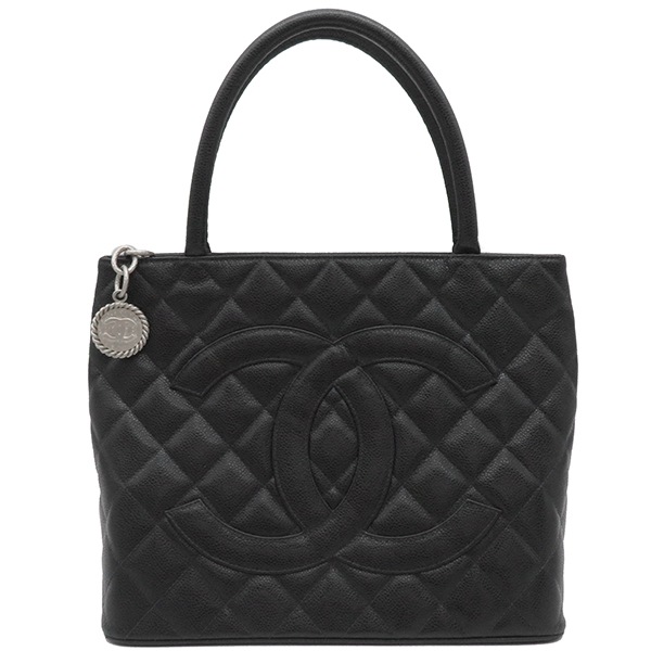 シャネル CHANEL トートバッグ 復刻トート キャビアスキン ブラック シルバー金具 黒 ココマーク ショルダーバッグ 肩掛け 90***** 【保存袋】【中古】