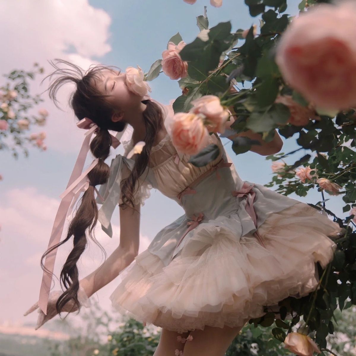 ロリータスカート ロリィタ小さなリボン甘くて可愛いサスペンダースカート バレエドレス