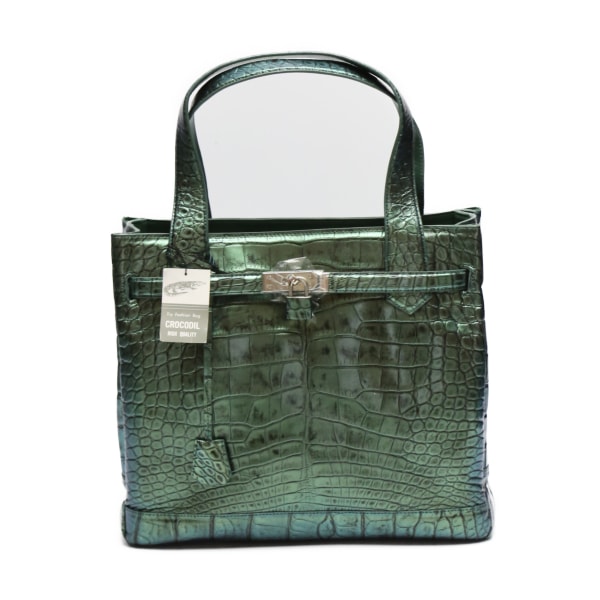 3983 カデナ付き クロコダイル メタリック グリーン