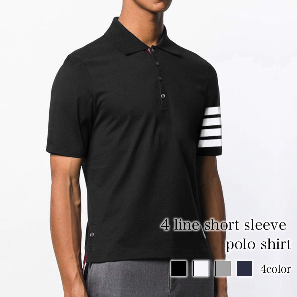 Tシャツ メンズ 4ライン半袖ポロシャツ 涼しい カジュアル 半袖 7分袖 ブランド ティーシャツ シャツ 人気 春 ジャケット 綿 おしゃれ オシャレ ゆったり ワッフル ロング おすすめ インナー