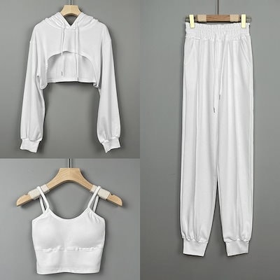 初春 3点セット スウェット パーカー セットアップ トレーナー 運動 韓国 かわいい レディース