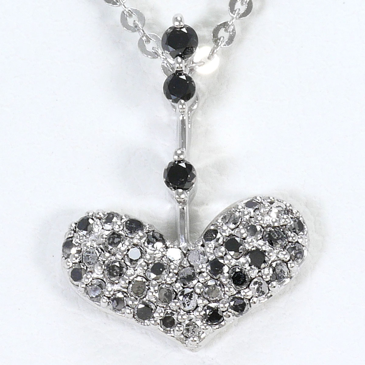 K18 18金 WG ホワイトゴールド ネックレス ブラックダイヤ 0.30ct 総重量約2.7g 約41cm ジュエリー 中古
