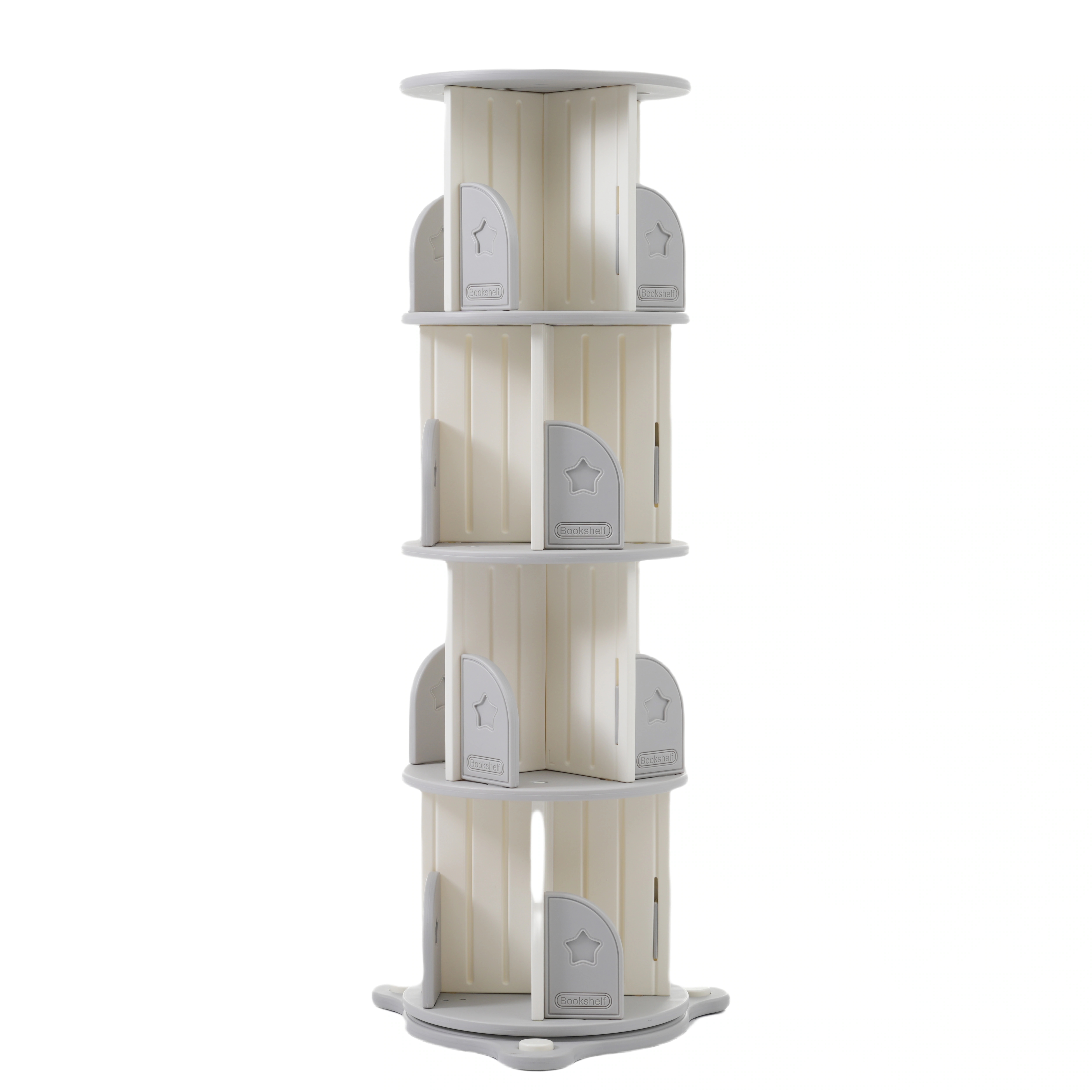 1846【4段】回転式本棚 飾り棚 絵本棚 360回転本棚 コミック収納棚 本棚 HDPE製 大容量 回転ラック 組立簡単 省スペース 3段 子ども部屋収納