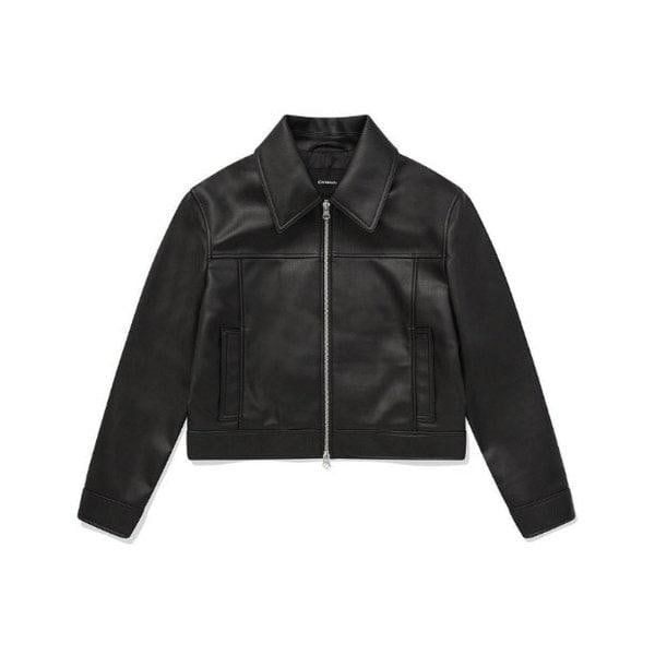 ジャケット JQS CO2301JK74-BK ウーマン フェイク レザー ジップアップ ジャケット Black