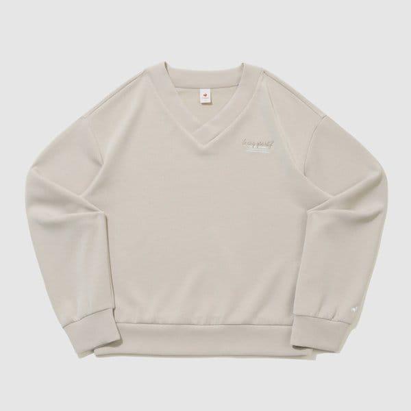 女性ダブルテンション2.0ルーズフィットVネックマンツーマン（QR122OFS11_BEG）