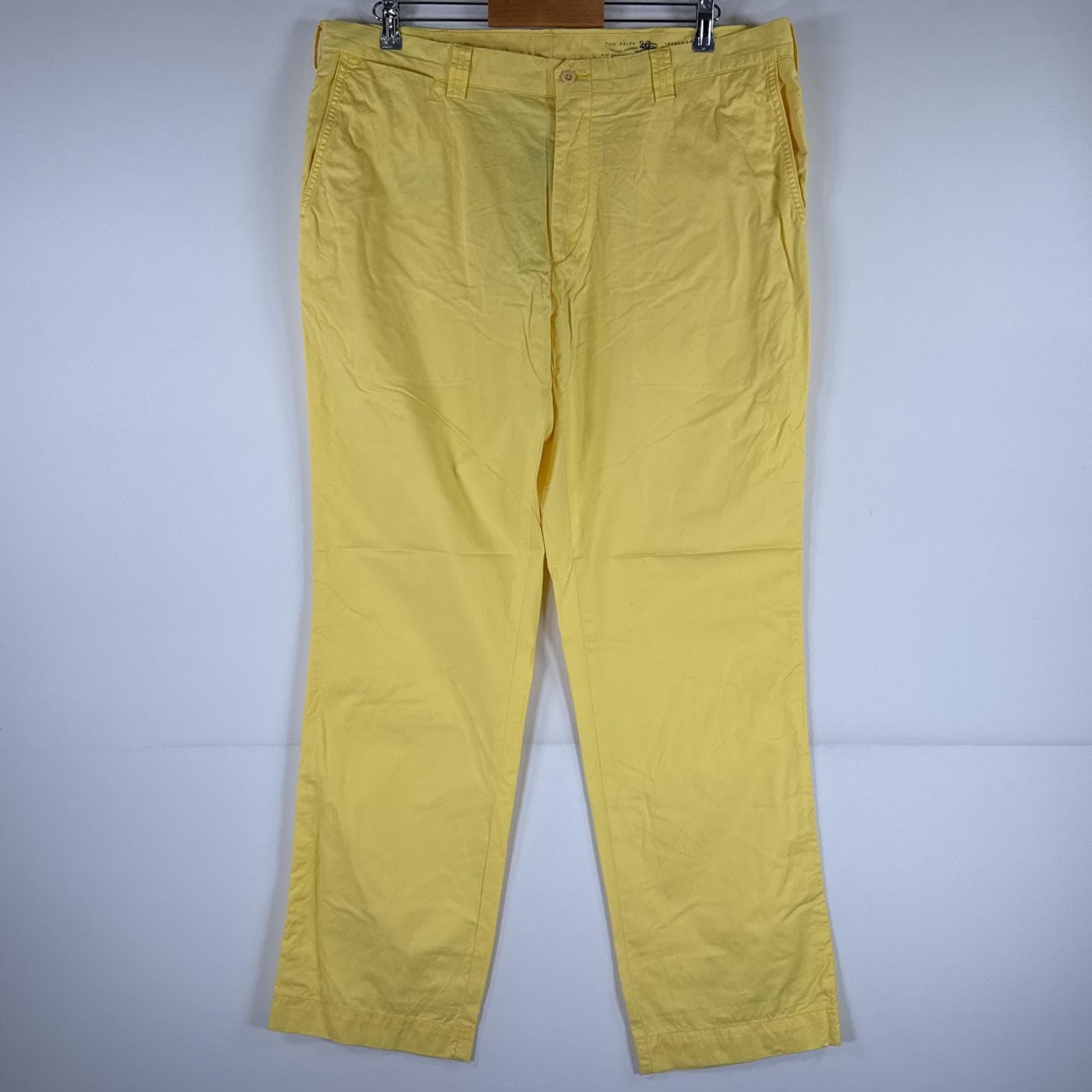 古着 チノパンツ ポロチノ ワンポイント スラックス 大きいサイズ w38 L32 イエロー メンズ