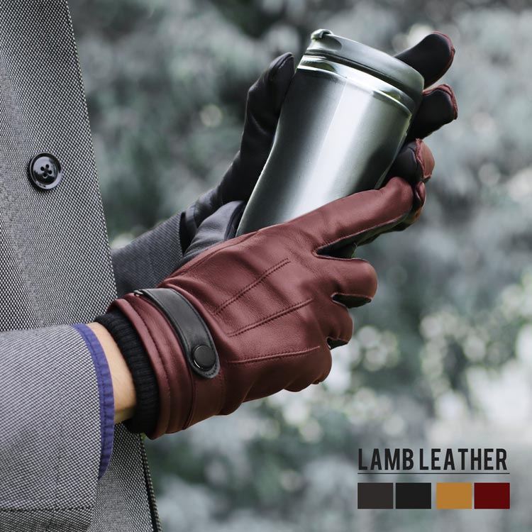 手袋メンズ革レザーグローブ防寒スマホタブレット対応本革羊革秋冬レザー手袋 ネコポス対応