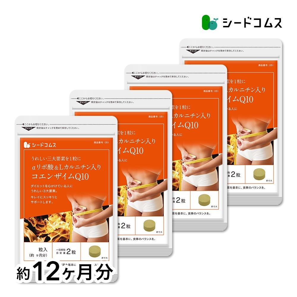 コエンザイムQ10 α-リポ酸 L-カルニチン＋葉酸 約１２ヶ月分 　脂肪燃焼サプリ 7,429円
