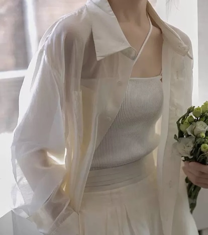 トップス デート モテアイテム シャツ シースルー ルーズ ミディアム丈 コットン 大人可愛い きれいめ 上品 おしゃれ かっこいい 大人可愛い ラブリー キュート ガーリー クール モード系