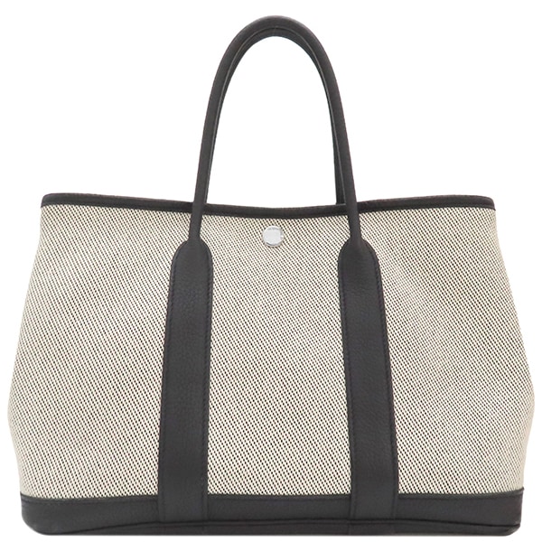 エルメス HERMES トートバッグ ガーデンパーティーTPM トワルアッシュ レザー ブラック シルバー金具 黒 トワルH Y刻印【中古】