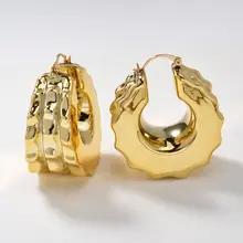 女性のためのクラシックな銅のフープピアスアフリカのジュエリーナイジェリア大きなスタイルパーティー結婚式機会ファッション新しい