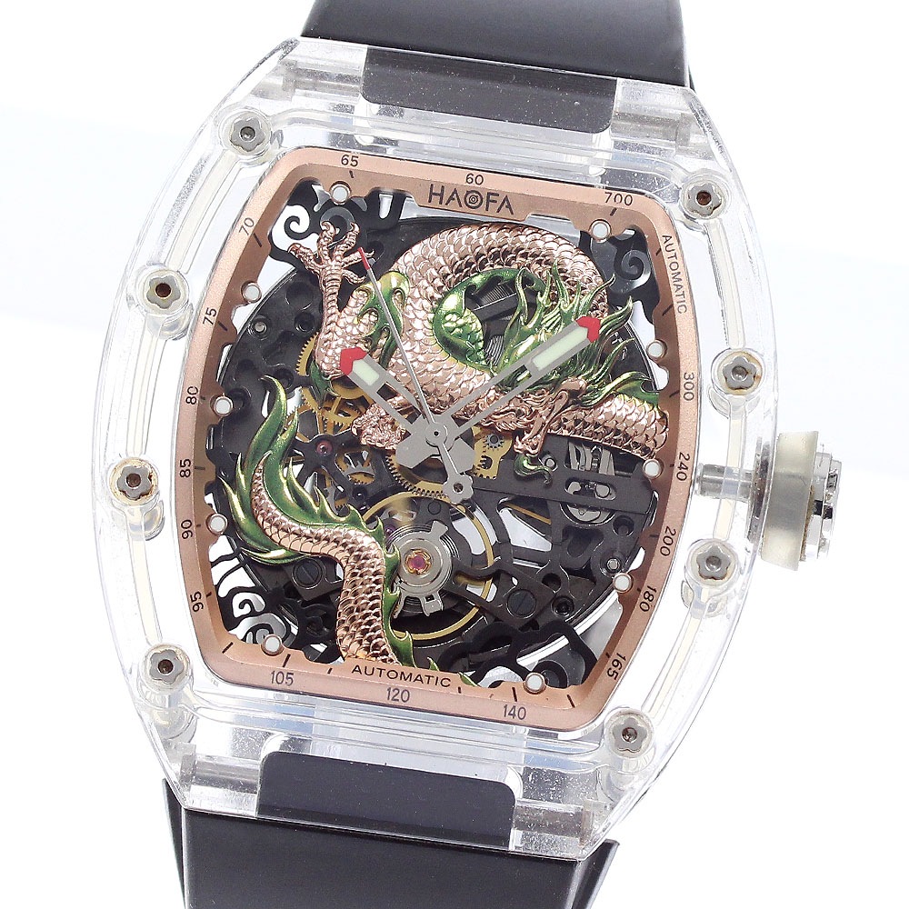 ハオファ HAOFA 2321 クリスタルケース スケルトン 自動巻き メンズ 良品 _918804【中古】
