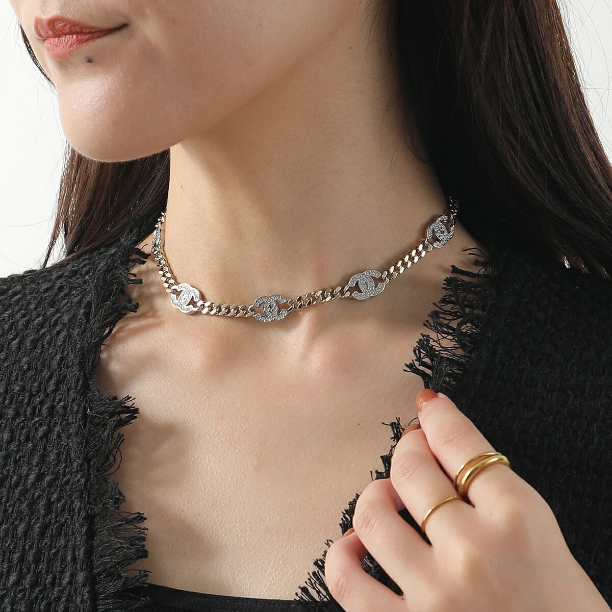 CHANEL シャネル ネックレス AB6444 B06011 レディース チョーカー ラインストーン ココマーク CCロゴ 喜平チェーン アクセサリー NC835 129,682円