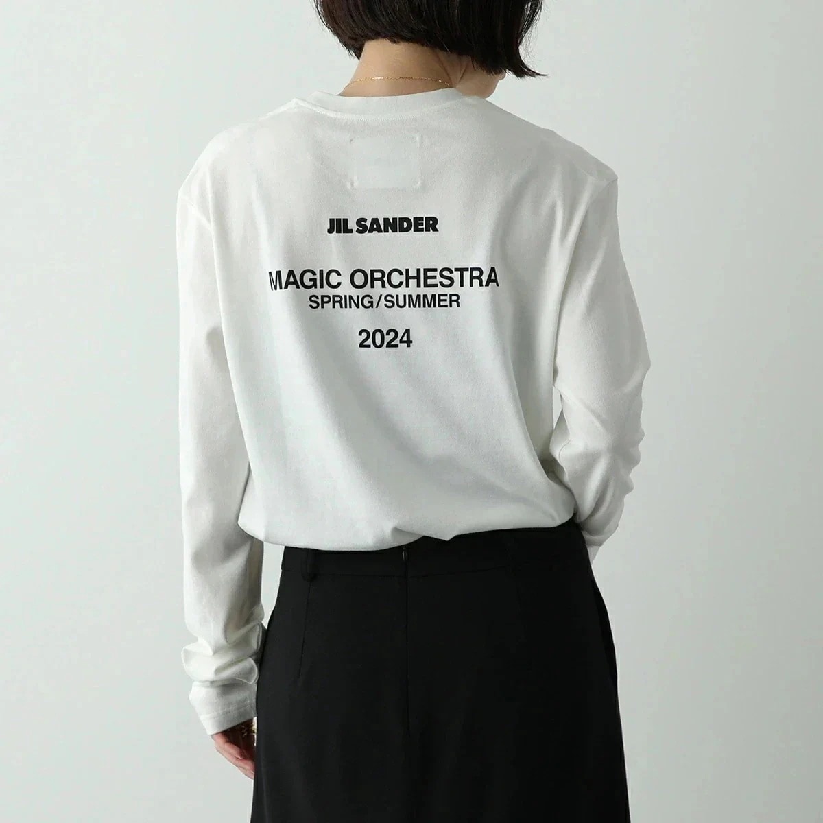 JIL SANDER ジルサンダー Tシャツ J22GC0172 J46219 レディース 長袖 カットソー ロンT ロゴT コットン クルーネック 104/C