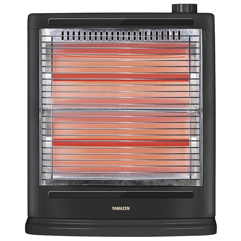即納：[山善] 電気ストーブ 障害物センサー搭載 (800W / 400W 2段階切替) 小型 転倒OFFスイッチ ブラック DS-SD081(AB)