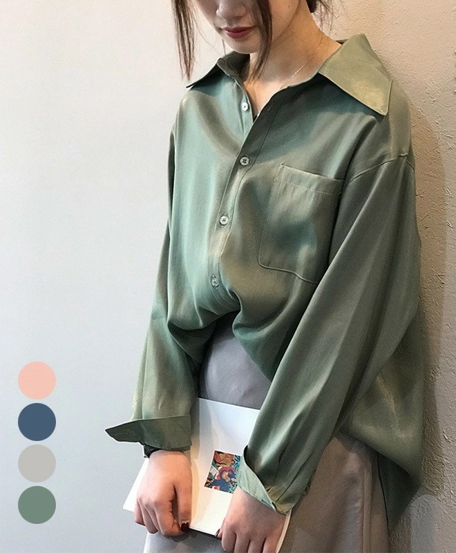 トップス ブラウス 長袖 シャツ 長袖ブラウス 高級感 上品 プルオーバー 長袖シャツ シャツ 秋物 光沢感 春 夏 秋 痩せ見せ レディース 通気性 シンプル きちんと エレガント 無地 通勤 オフ