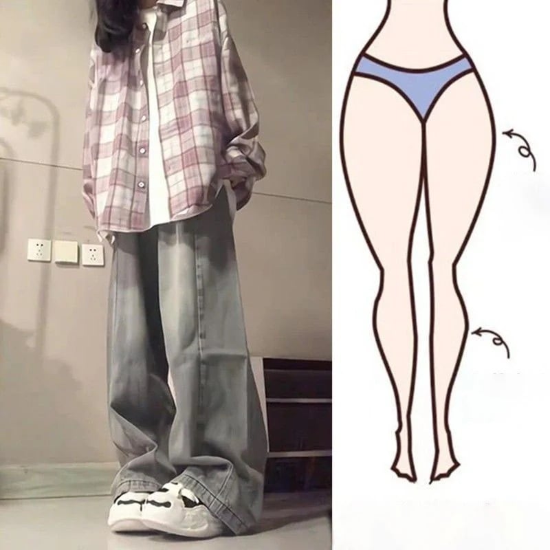 デニムパンツ大きいサイズアメリカンレトロドレープジーンズ女性春秋デザインセンスハイウエスト細ストレートワイドパンツ潮 5,398円