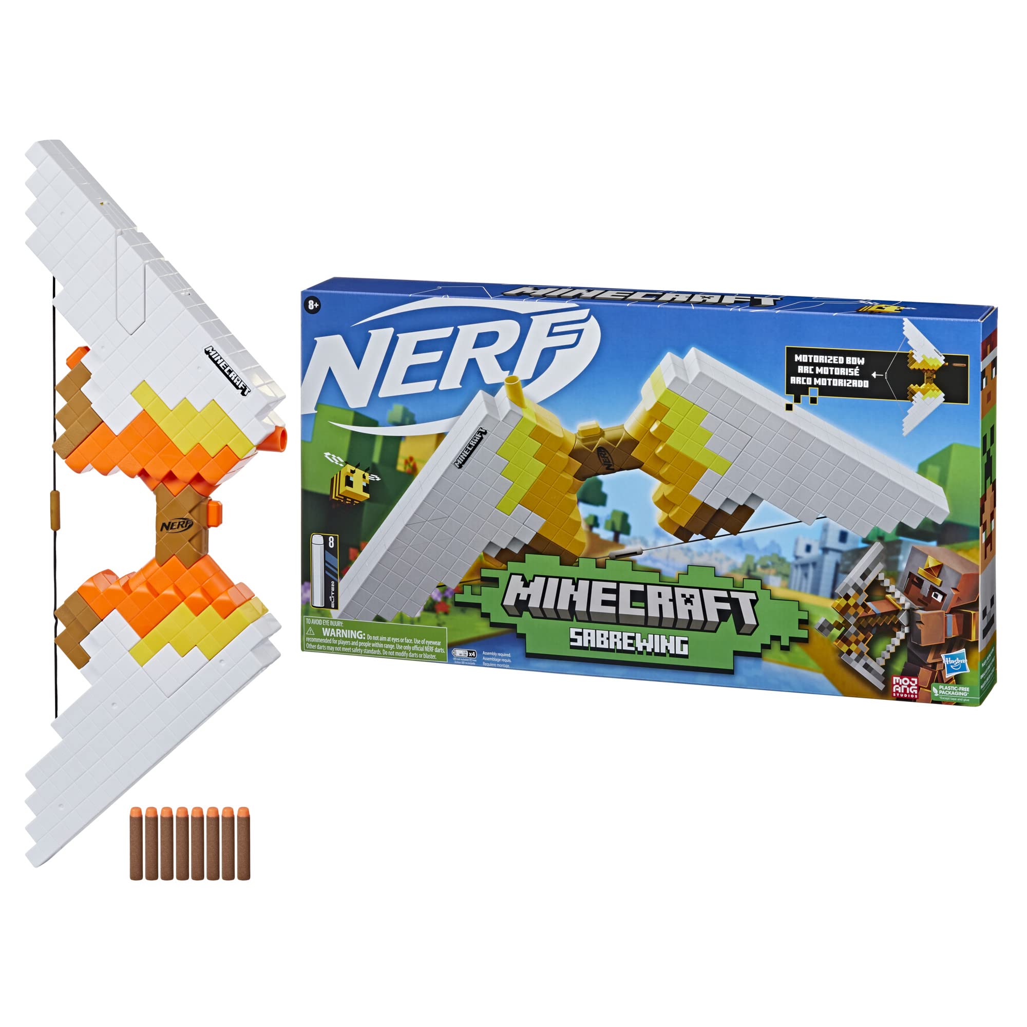 ハズブロ(HASBRO) ナーフ マインクラフトMinecraft Sabrewing 電動弓型ブラスターナーフ エリート ダーツ8本付きダーツ8本を格納できるダーツクリップ付きマインクラフトに