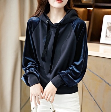 トップス パーカー 袖あり ラグランスリーブ デザイン 美ライン ニュアンス レイヤード 伸縮性 異素材MIX フード付き かわいい 大人可愛い きれいめ シンプル カジュアル 大人 上品 おしゃれ