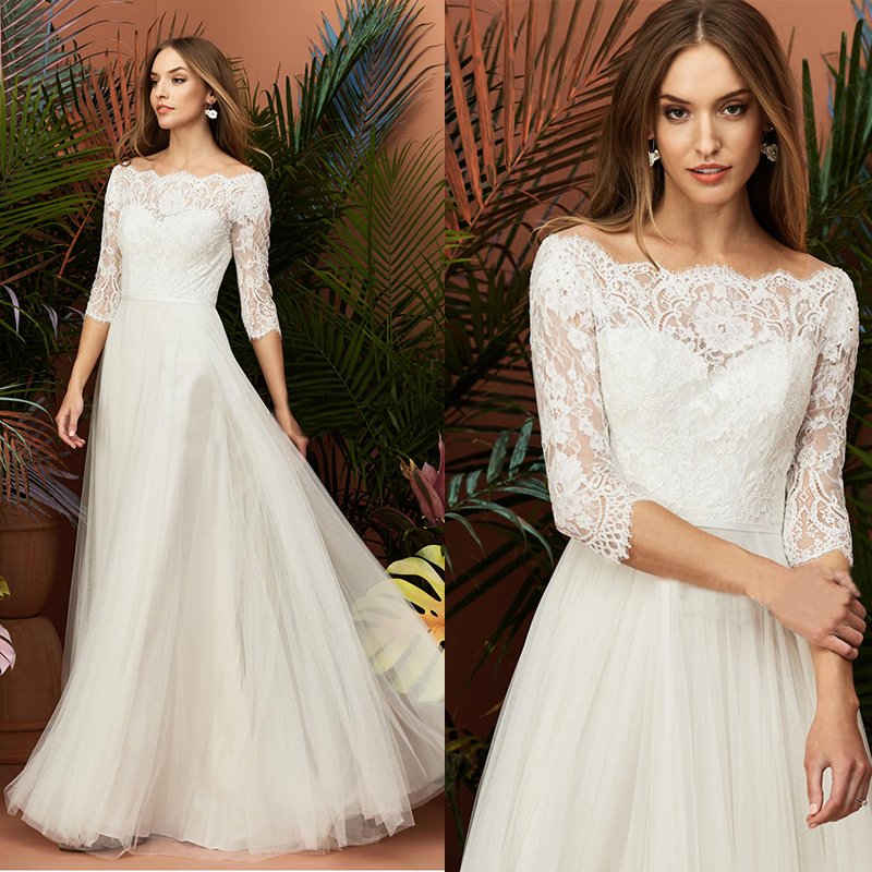 ウエディングドレス aライン ブライダル 白 ロングドレス 七分袖 結婚式 花嫁 ブライダル ウエディングドレス 二次会 パーティードレス 演奏会 フォーマル