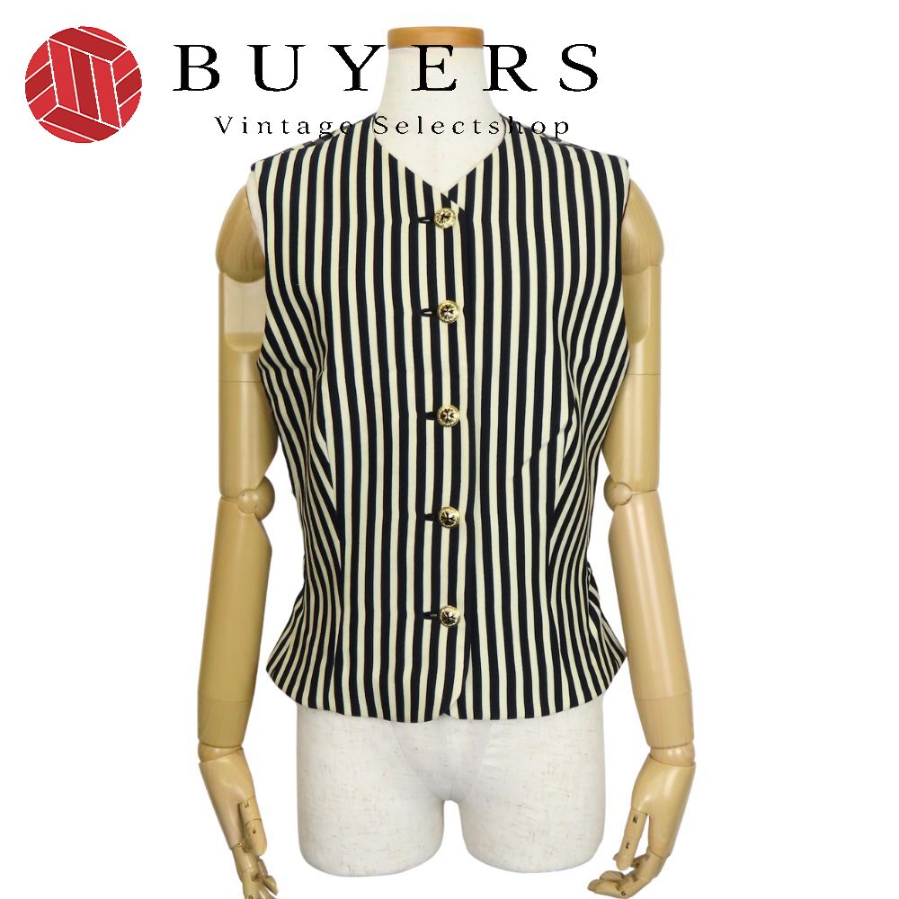 中古 ベスト 40 ウール ヴァージンウール ブラック ホワイト ストライプ ギンガムチェック アパレル レディース 女性 23,100円