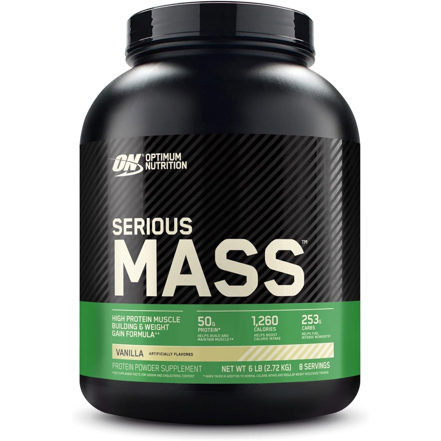 Optimum Nutrition, Serious Mass（シリアスマス）高タンパク体重増量パウダーバニラ2.72kg（6ポンド）