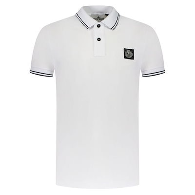 ストーン 24SS ロゴ パッチ スリムフィット ポロシャツ ホワイト 80152SC18 A1001 92380586 [U]