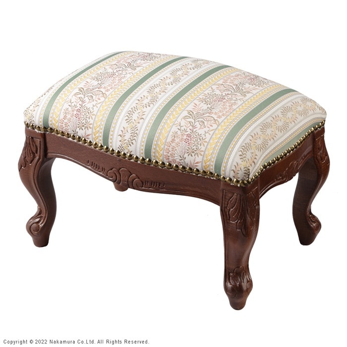 フットスツール イタリア 家具 ヨーロピアン 猫脚 42200155-MGN ミックスグリーン